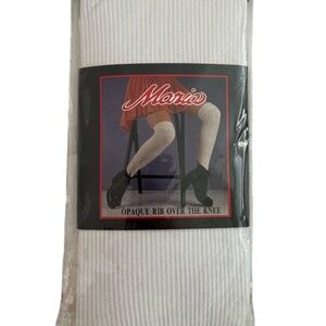 Maria Opaque White Ribbed Over the Knee Socks